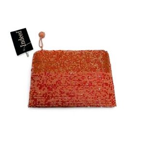 NWT tangerine Orange Beaded Women's passp wallet pouch
